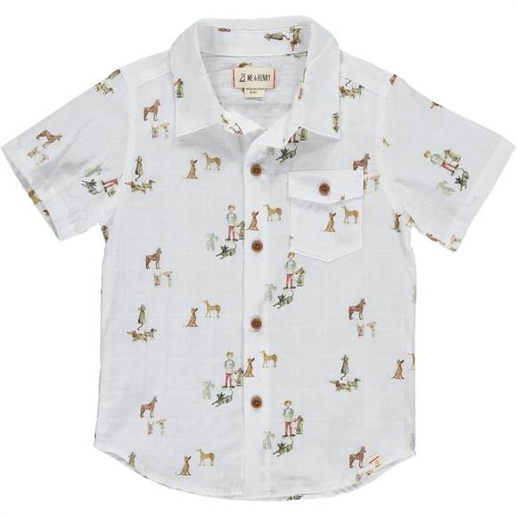 NEW ME & HENRY boys henry button down shirt in white - Picture 1 of 1